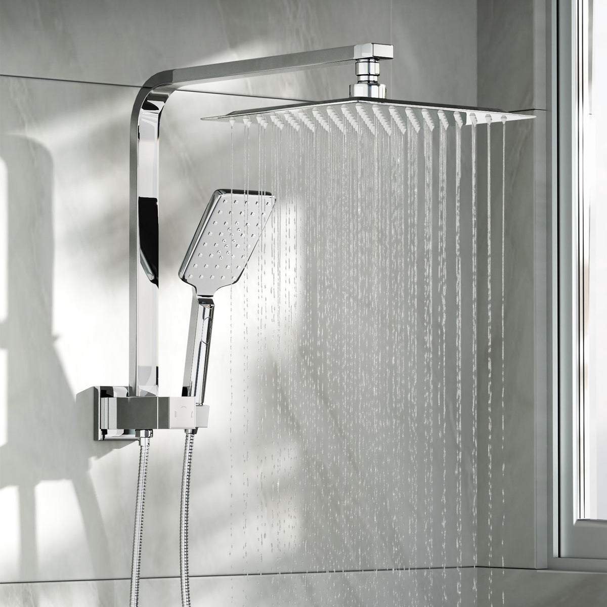 Welba 10" Shower Head Set Square Round Handheld With Shower Mixer Tap Combo WELS