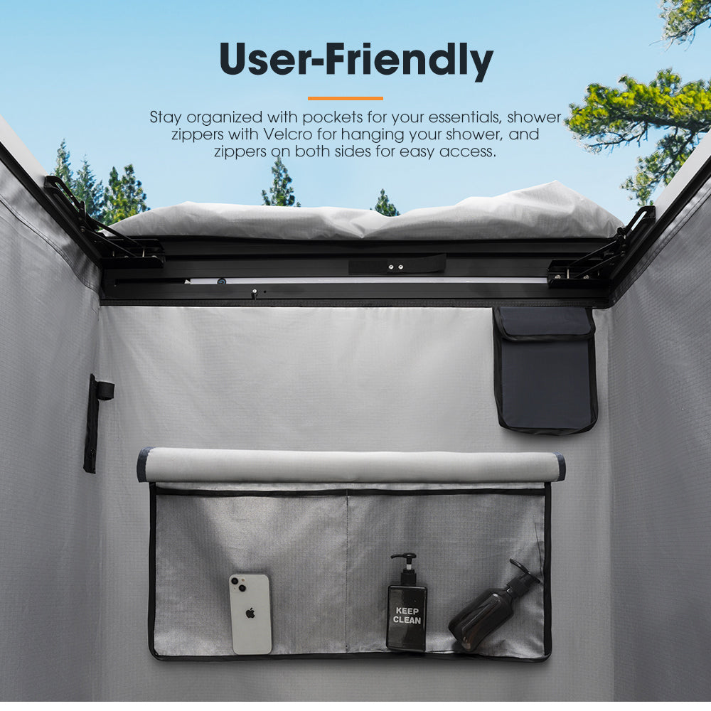 San Hima Shower Awning Instant Tent +Gas Hot Water Heater White+Shower Tent Base - Sunyee