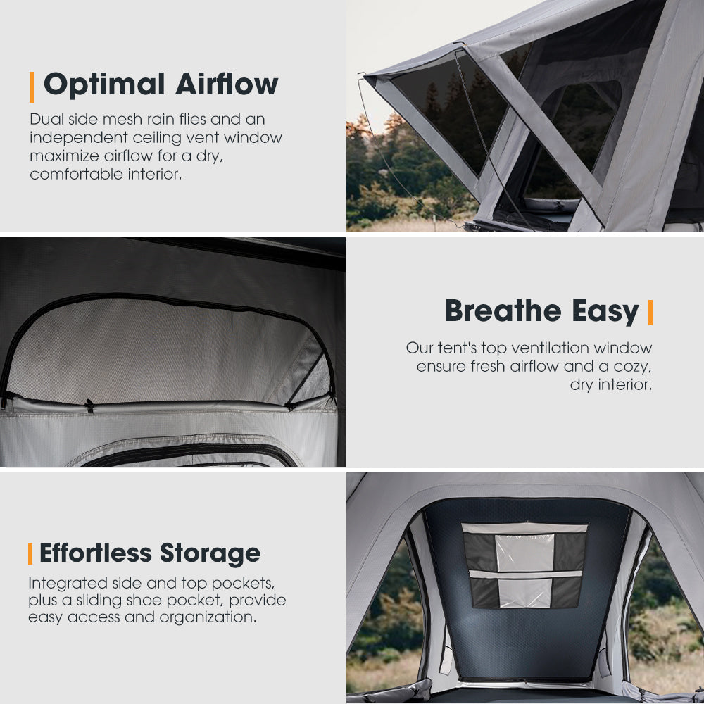 San Hima Kalbarri Roof Top Tent Hardshell With Roof Rack + 250W Solar Panel - Sunyee