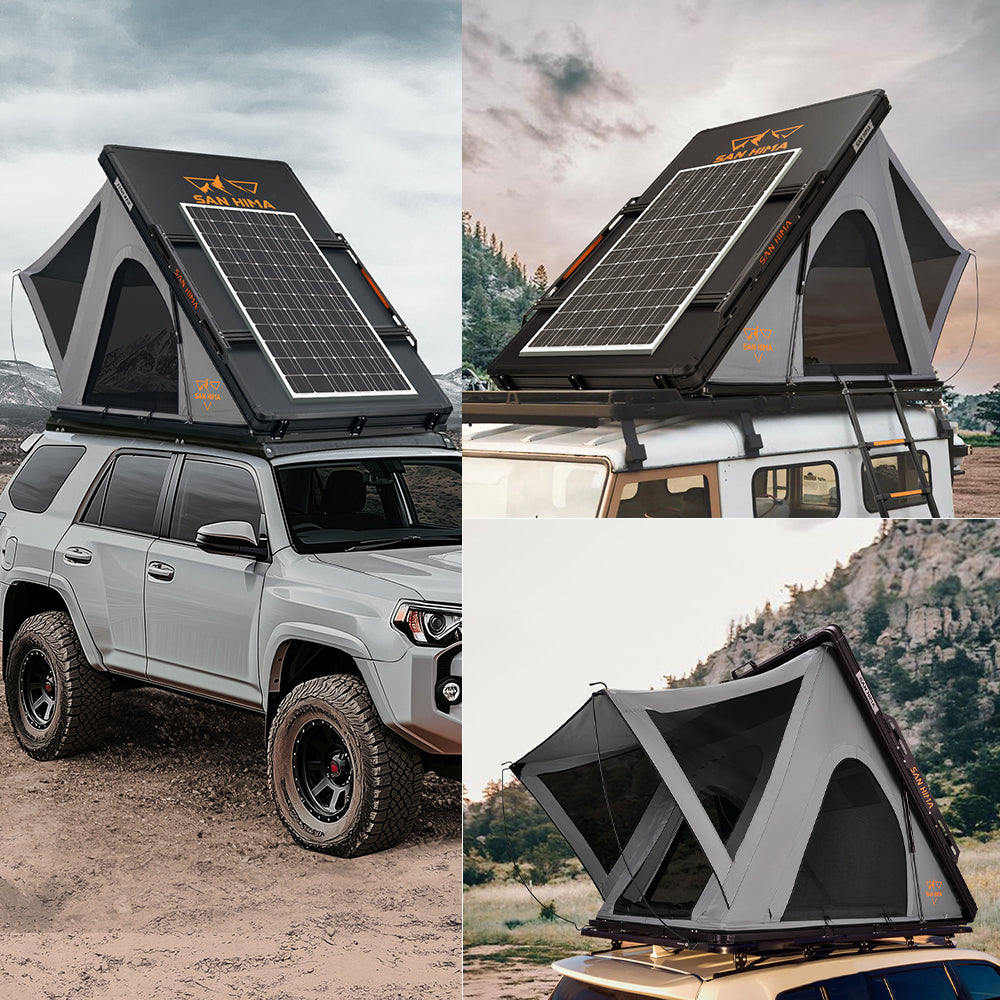 San Hima Kalbarri Roof Top Tent Hardshell With Roof Rack + 250W Solar Panel - Sunyee
