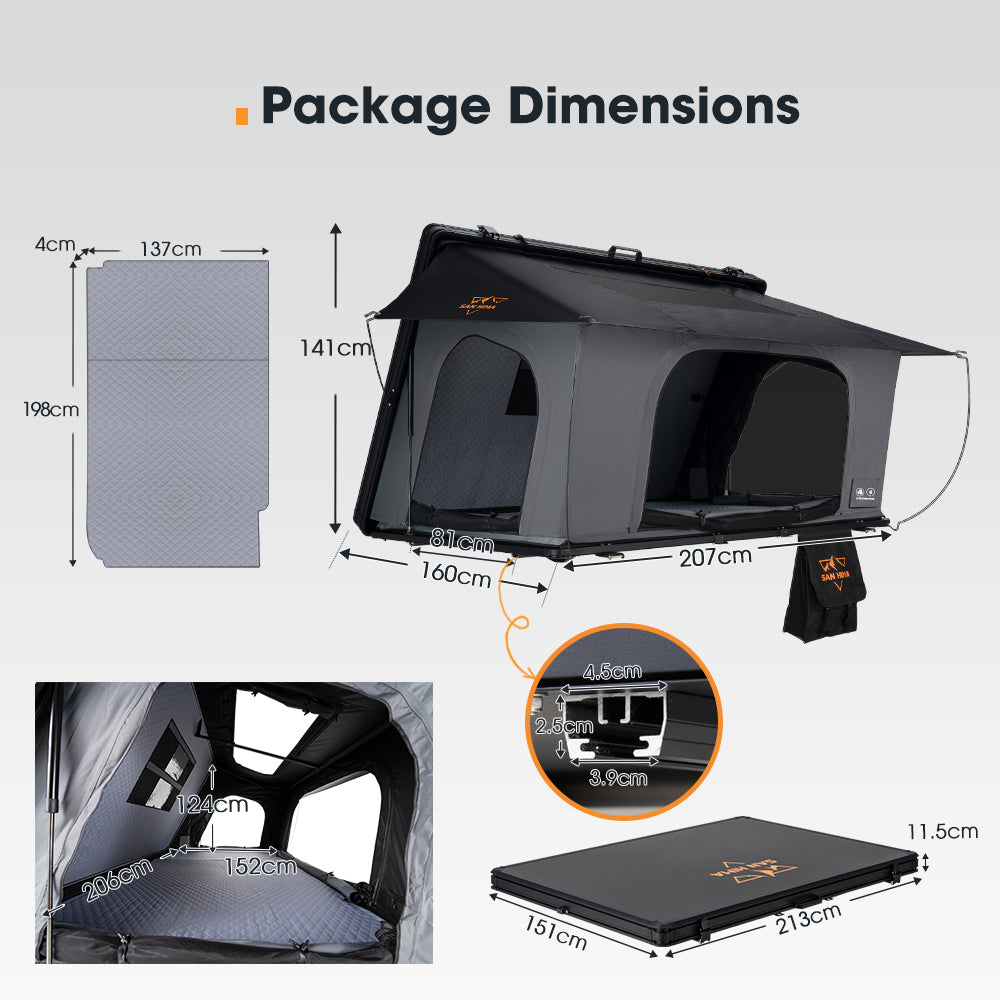 San Hima Kalbarri Side Gen 2 Rooftop Tent Hardshell Waterproof With Ladder 4WD