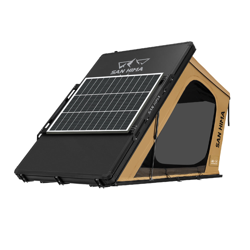San Hima Kalbarri Gen 2 Roof Top Tent Hardshell Khaki + 130W Solar Panel - Sunyee