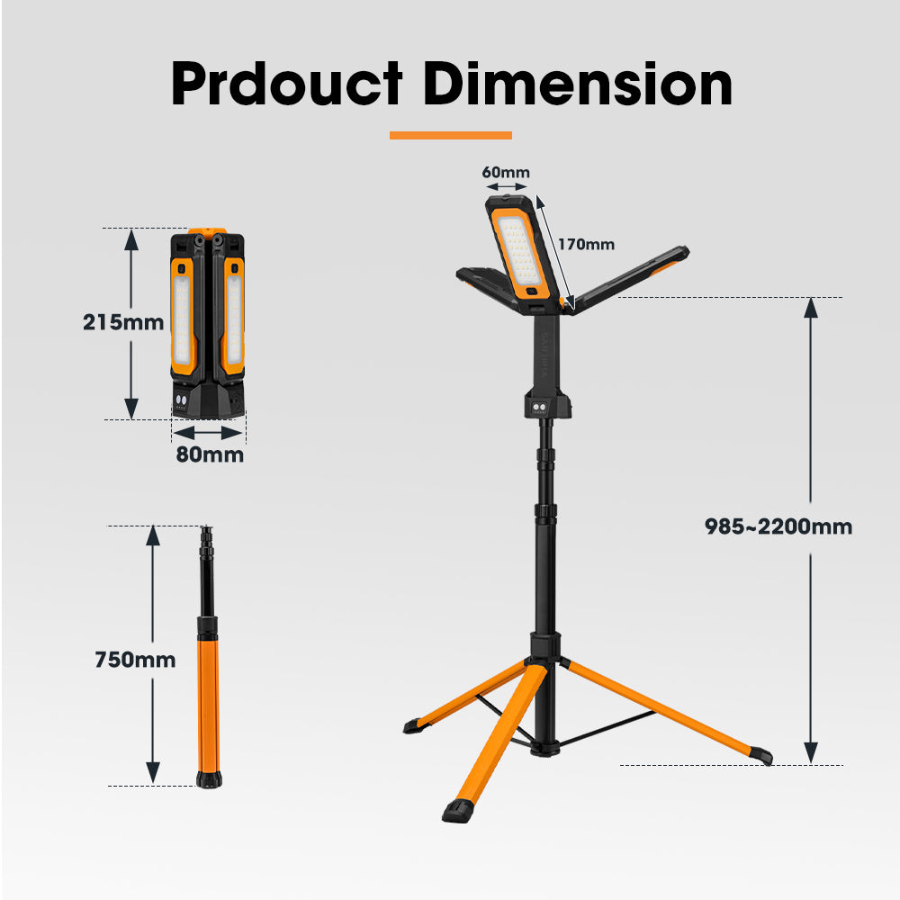San Hima LED Tripod Light Portable Lithium Telescopic Lamp Camping Rechargeable - Sunyee