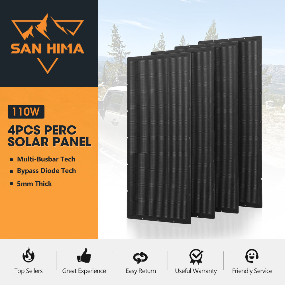 San Hima 4X 110W PERC Solar Panel Kit Mono Multi-busbar Tech Bypass Diode 5MM - Sunyee