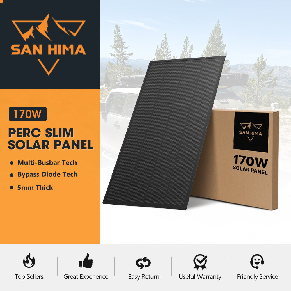 San Hima 170W PERC Solar Panel Kit Mono Multi-busbar Tech Bypass Diode 5MM