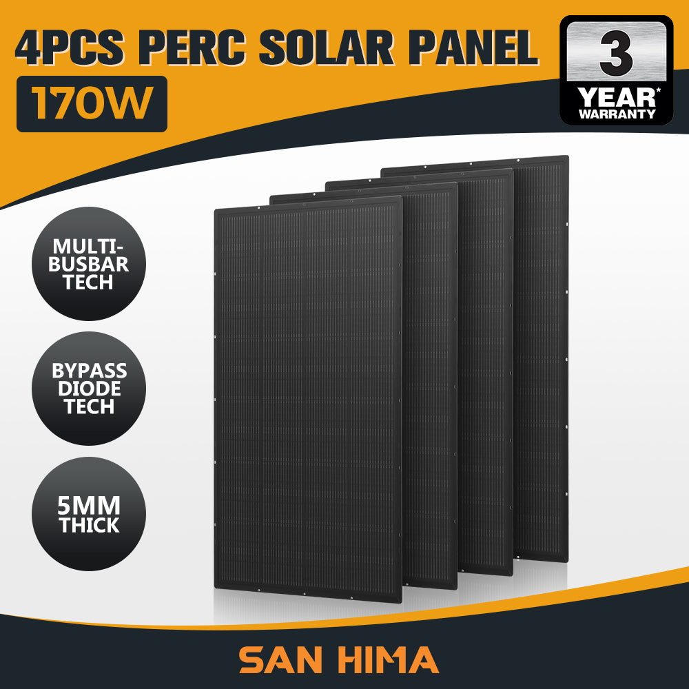 San Hima 110W 170W PERC Solar Panel Kit Mono Multi-busbar Tech Bypass Diode 5MM - Sunyee