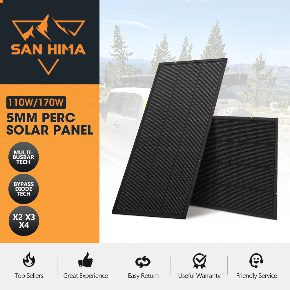 San Hima 110W 170W PERC Solar Panel Kit Mono Multi-busbar Tech Bypass Diode 5MM - Sunyee