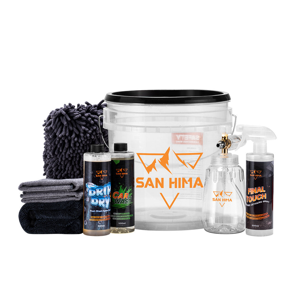 San Hima 10PCS Car Cleaning Kit Interior Exterior Detail Wash Care Polish Bucket