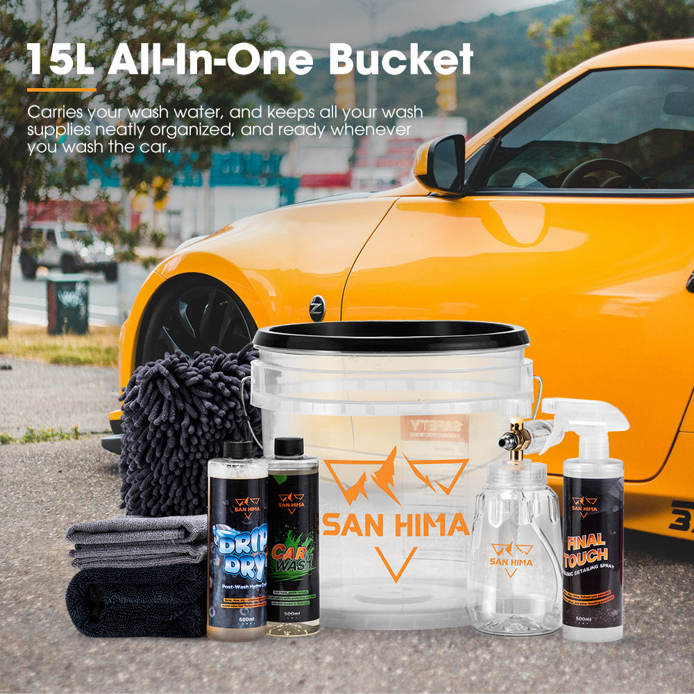 San Hima 10PCS Car Cleaning Kit Interior Exterior Detail Wash Care Polish Bucket