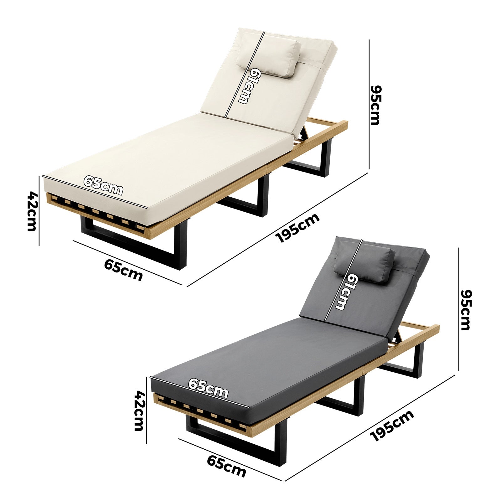 Livsip Sun Lounge Outdoor Lounger Chairs Garden Patio Furniture Day Bed - Sunyee