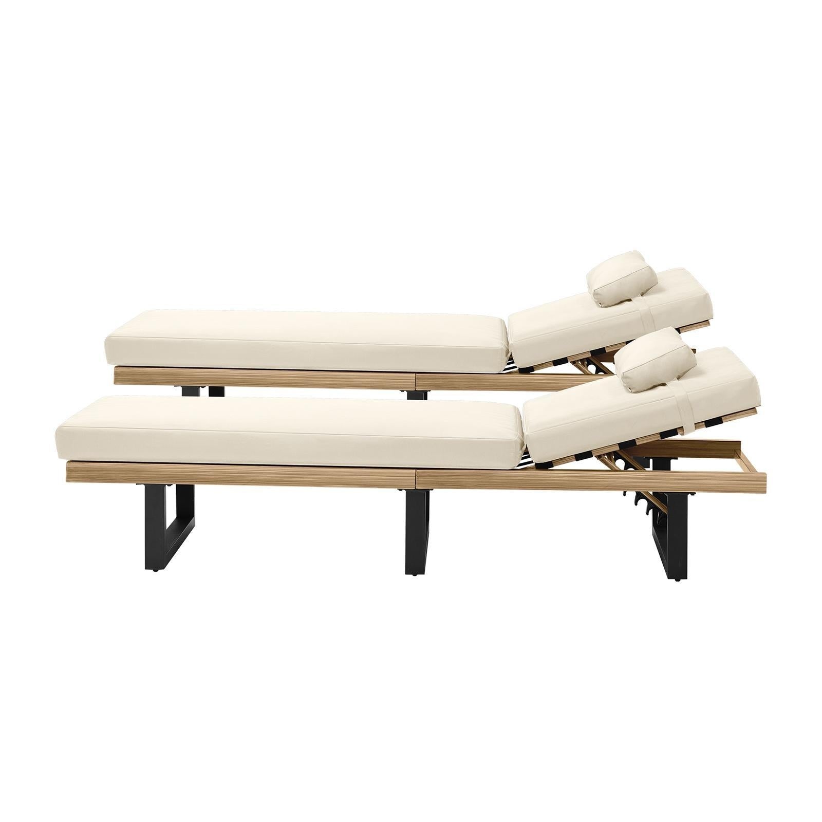 Livsip 2PCS Sun Lounge with Table Outdoor Lounger Daybed Patio Furniture Beige