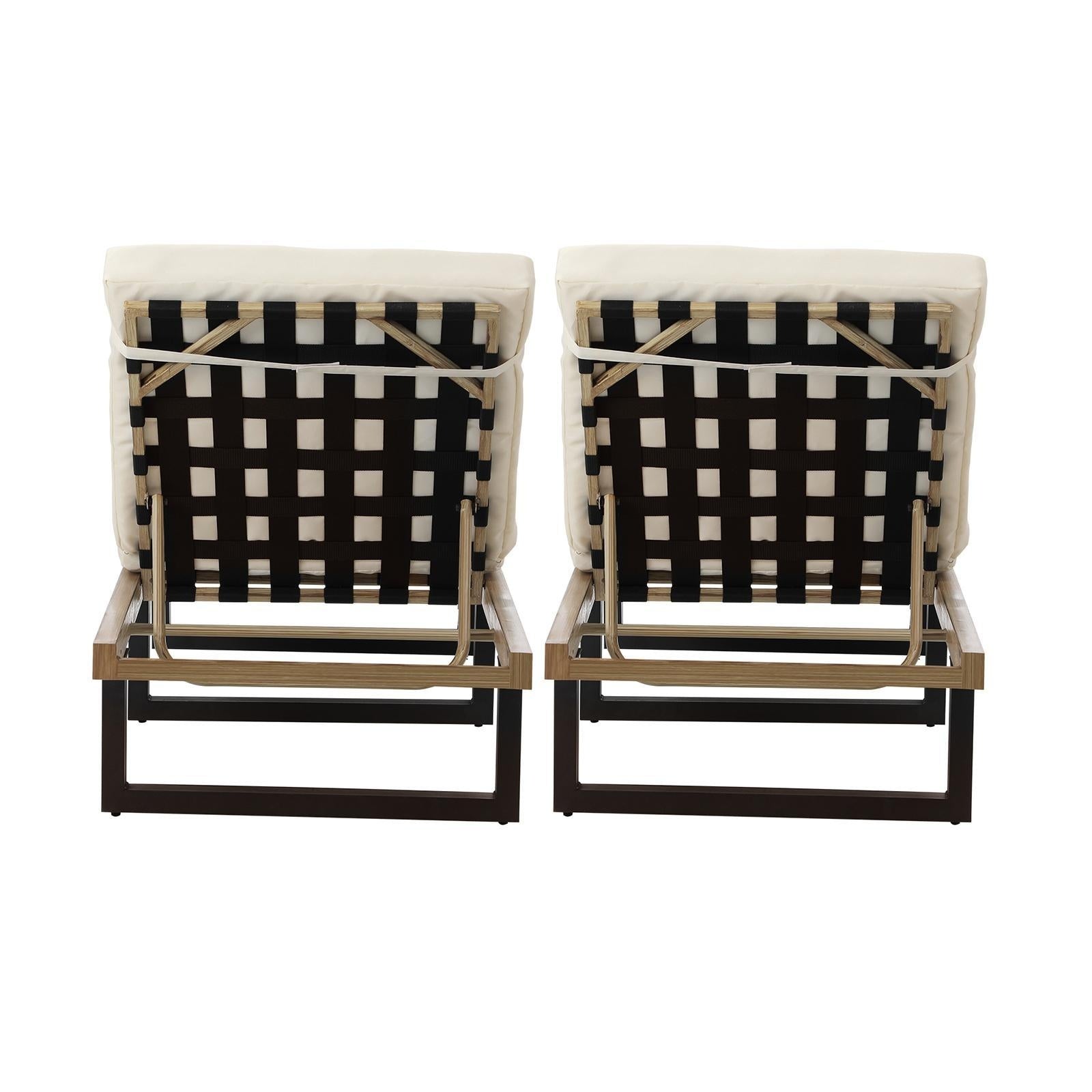 Livsip 2PCS Sun Lounge with Table Outdoor Lounger Daybed Patio Furniture Beige