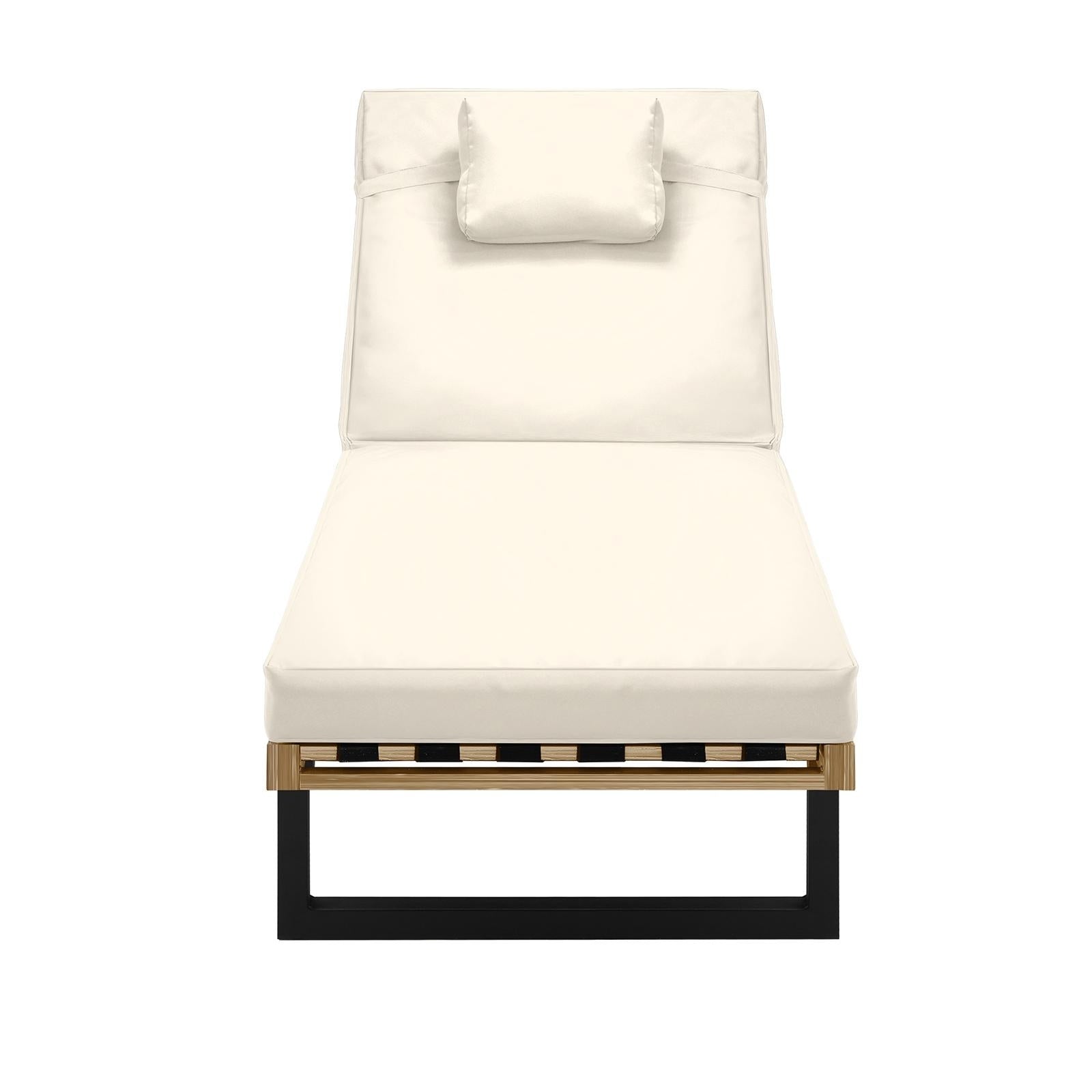 Livsip Sun Lounge Set with Table Outdoor Lounger Chairs Patio Furniture Beige