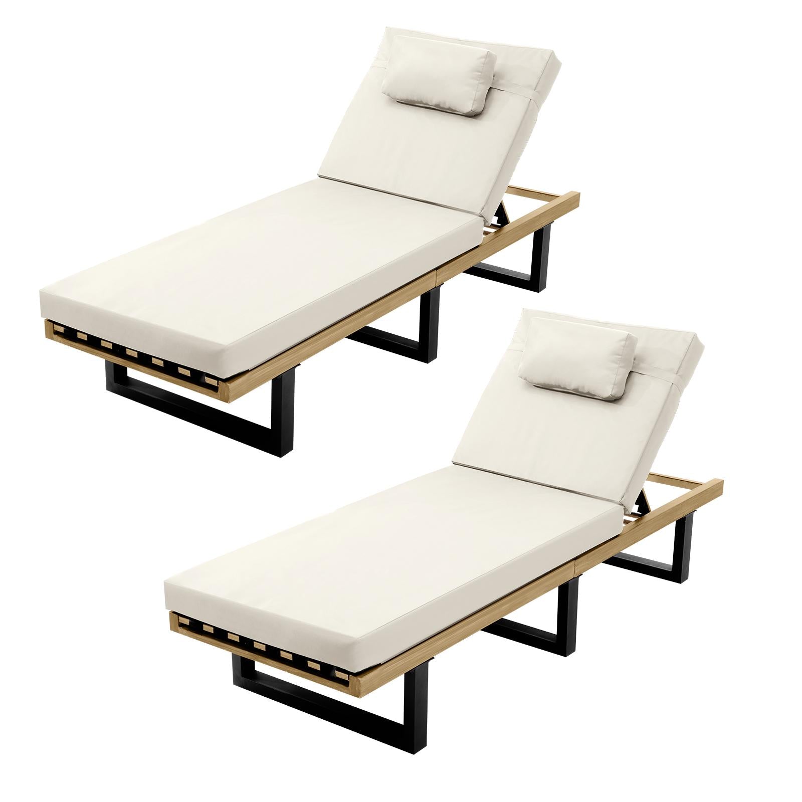 Livsip 2pc Sun Lounge Outdoor Lounger Day Bed Garden Patio Furniture Setting - Sunyee