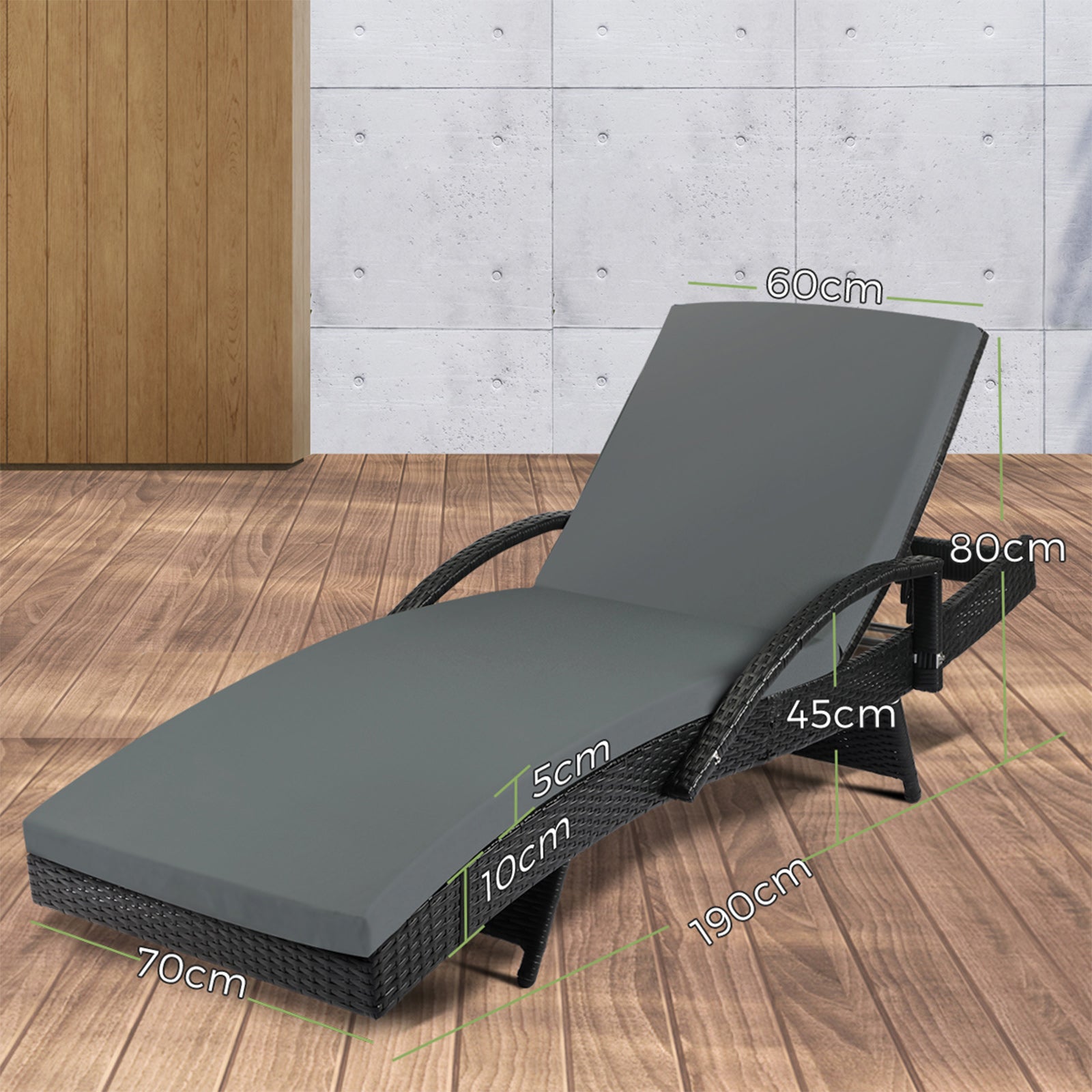 Livsip Sun Lounge Rattan Wicker Lounger Sofa Patio Day Bed Outdoor Furniture - Sunyee