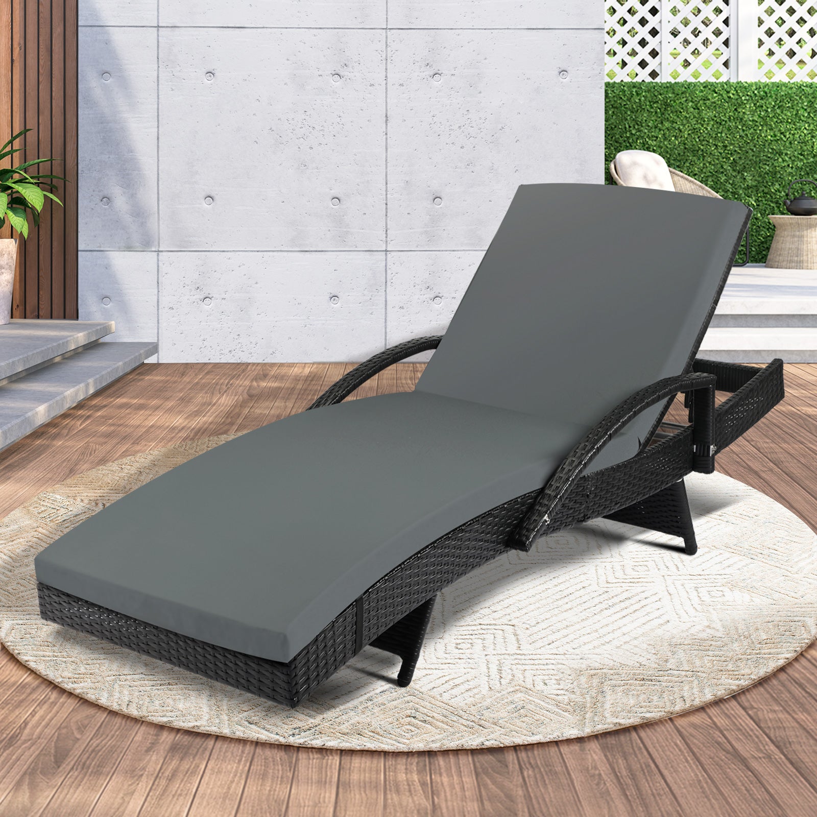 Livsip Sun Lounge Rattan Wicker Lounger Sofa Patio Day Bed Outdoor Furniture - Sunyee