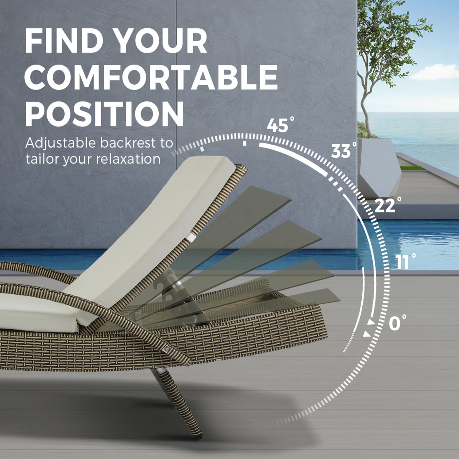 Livsip Sun Lounger Wicker Lounge Day Bed Sofa Outdoor Patio Set Pool Furniture - Sunyee