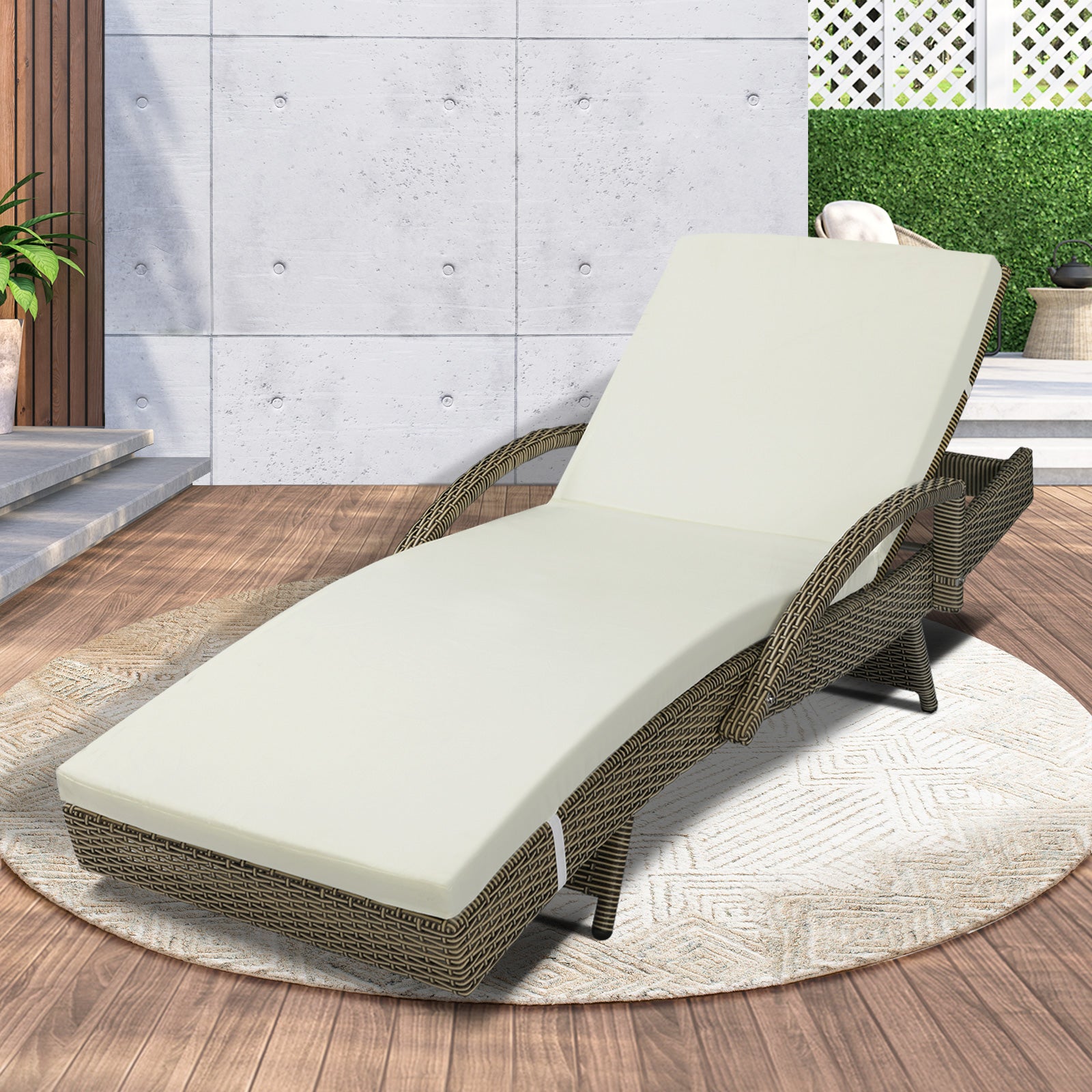 Livsip Sun Lounger Wicker Lounge Day Bed Sofa Outdoor Patio Set Pool Furniture - Sunyee