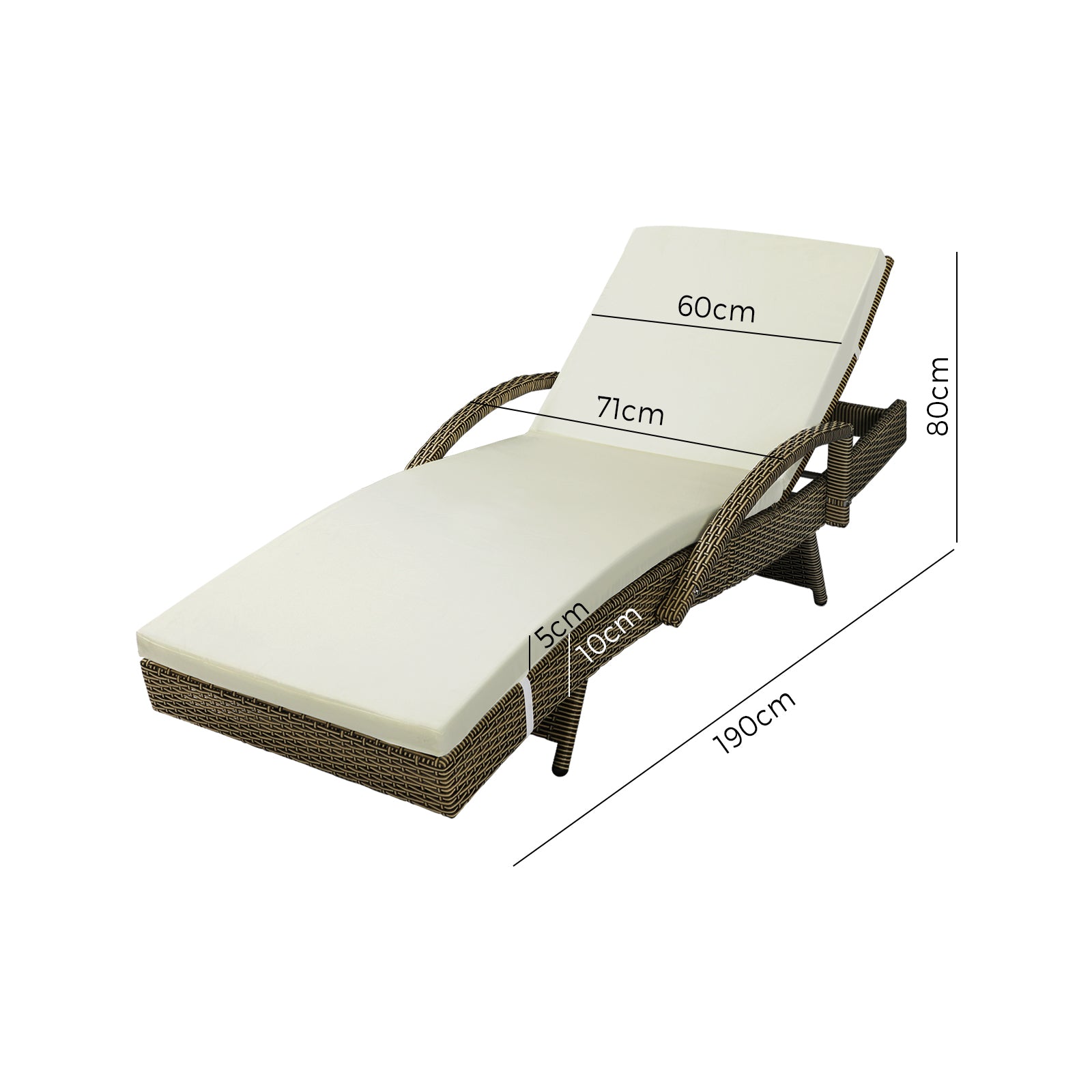 Livsip 2X Sun Lounger Wicker Lounge Day Bed Patio Sofa Cushion Outdoor Furniture - Sunyee