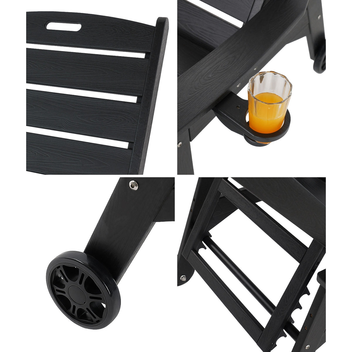 Livsip 2PCS HDPE Sun Lounge Outdoor Lounger Beach Chair Patio Furniture Black