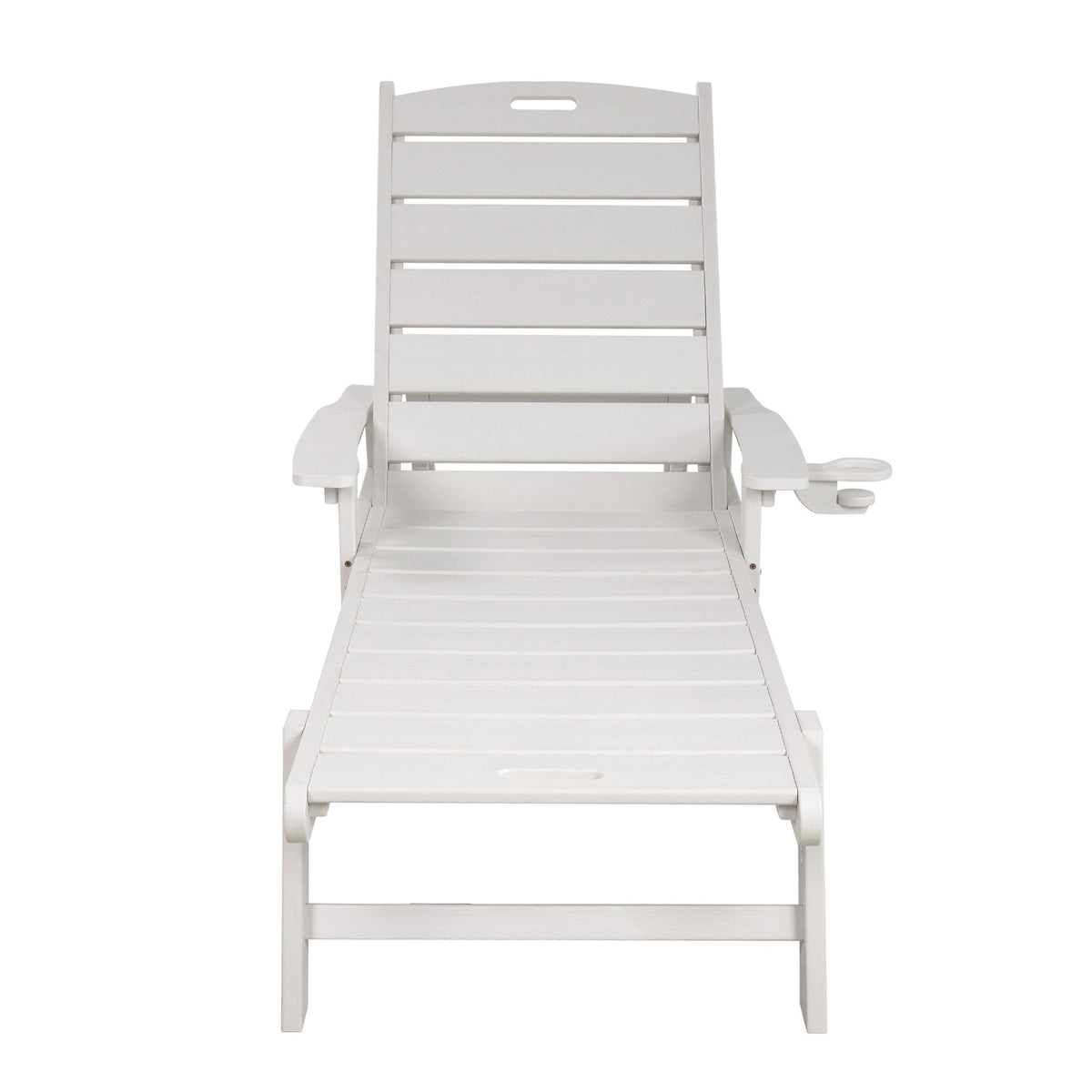 Livsip HDPE Sun Lounge Adjustable Outdoor Lounger Beach Chair with Wheels White