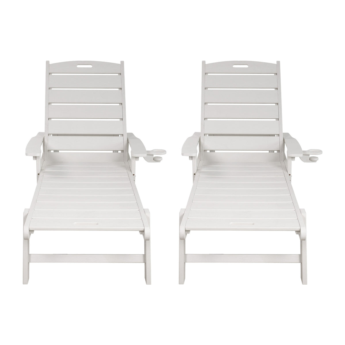 Livsip 2PCS HDPE Sun Lounge Outdoor Lounger Beach Chair Patio Furniture White
