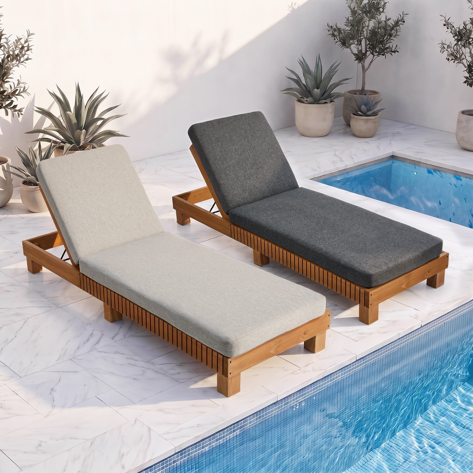 Livsip Sun Lounge Outdoor Wooden Lounger Day Bed Beach Chair Patio Furniture