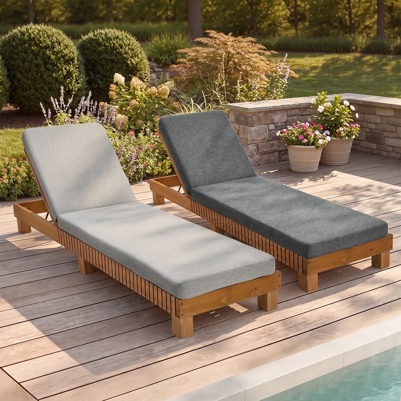 Livsip Sun Lounge Outdoor Wooden Lounger Day Bed Beach Chair Patio Furniture