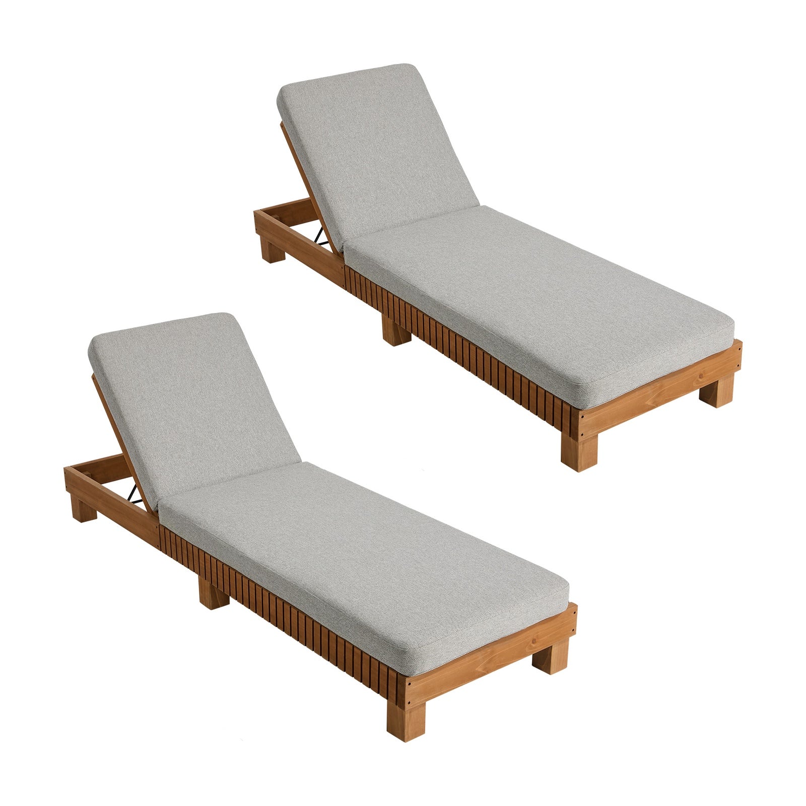 Outdoor Wooden Sun Lounge Set Adjustable Lounger Day Bed Patio Furniture