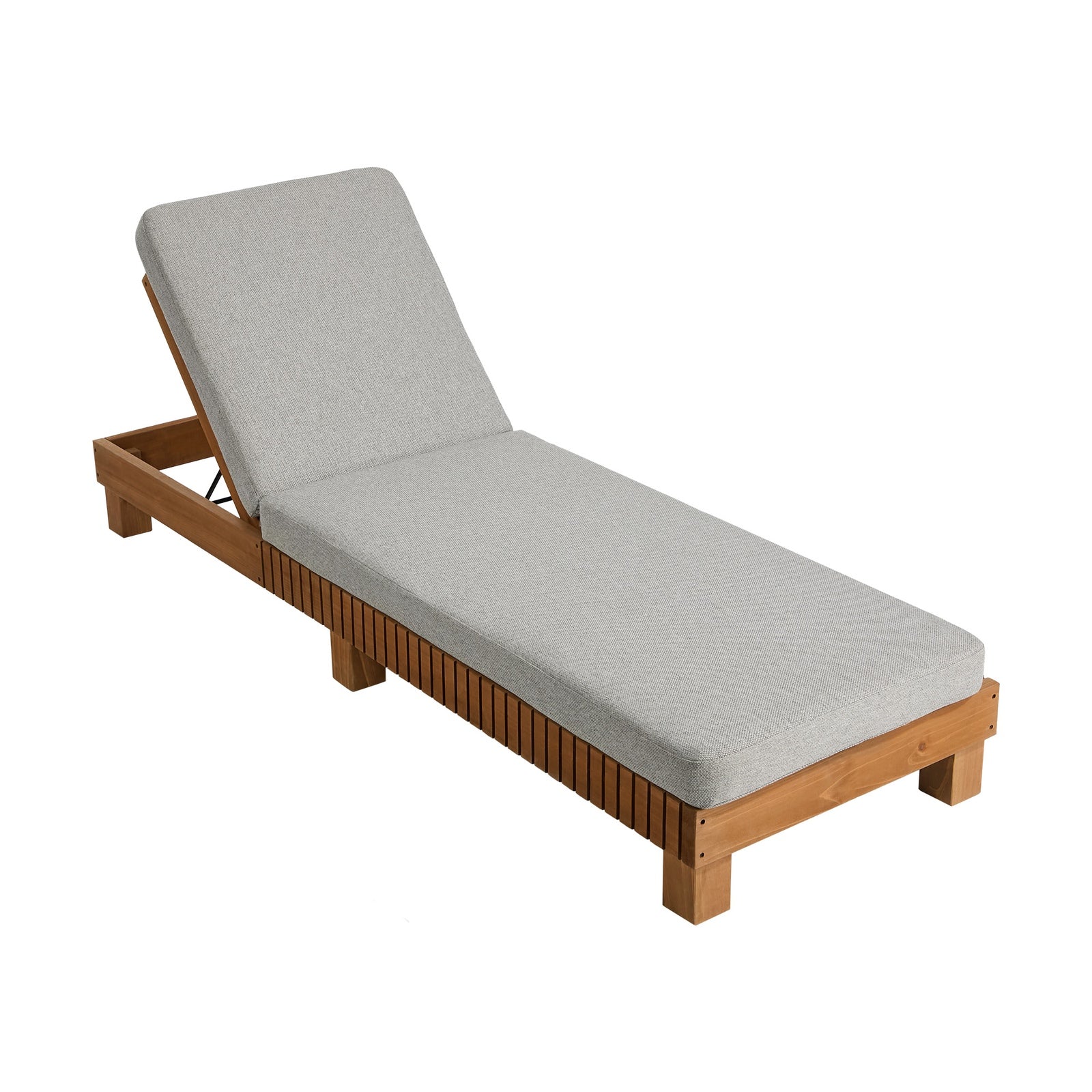 Livsip Outdoor Sun Lounge Wooden Lounger Day Bed Recliner Patio Furniture Beige
