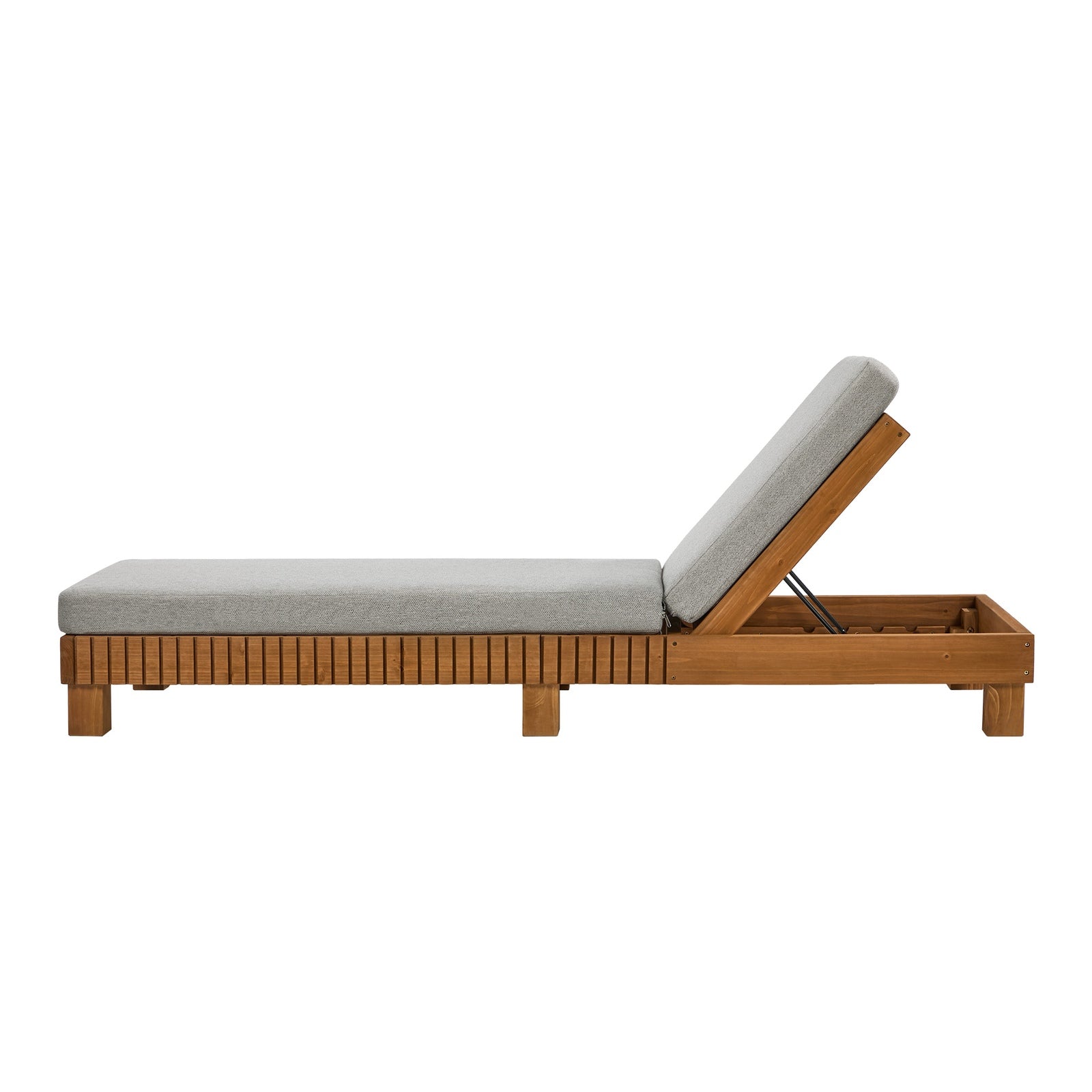 Livsip Outdoor Sun Lounge Wooden Lounger Day Bed Recliner Patio Furniture Beige
