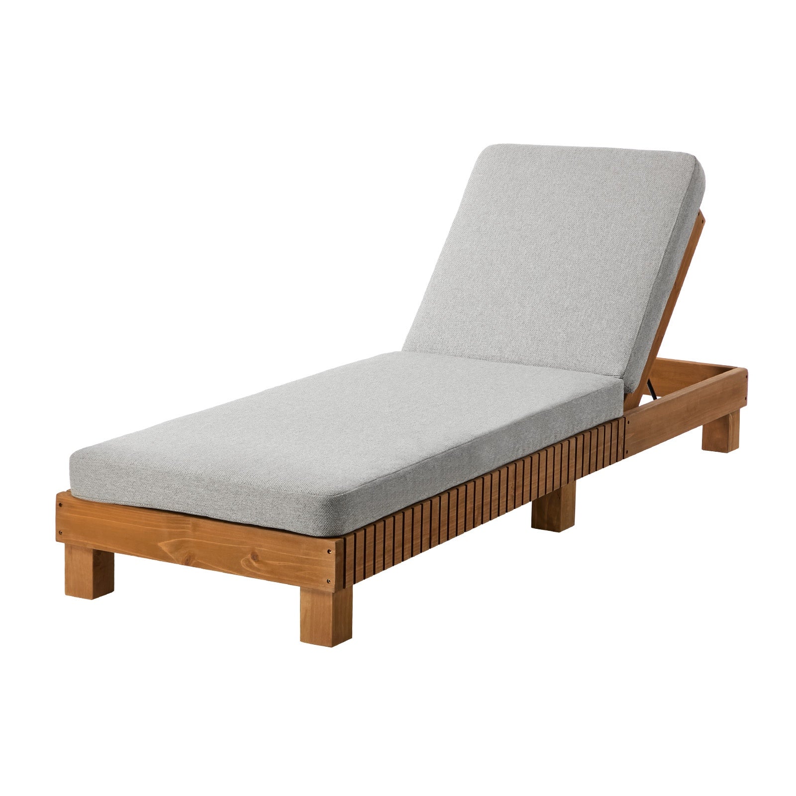 Livsip Outdoor Sun Lounge Wooden Lounger Day Bed Recliner Patio Furniture Beige