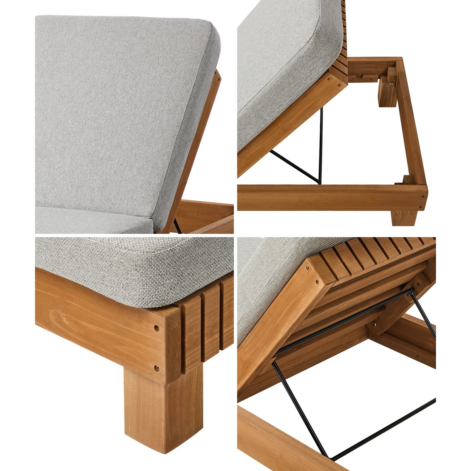 Livsip Sun Lounge Set with Table Outdoor Lounge Daybed Recliner Furniture Beige
