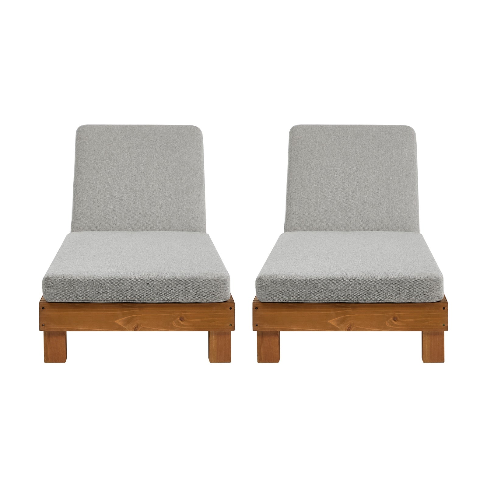 Livsip 2PCS Outdoor Sun Lounge Set Wooden Lounger Daybed Patio Furniture Beige