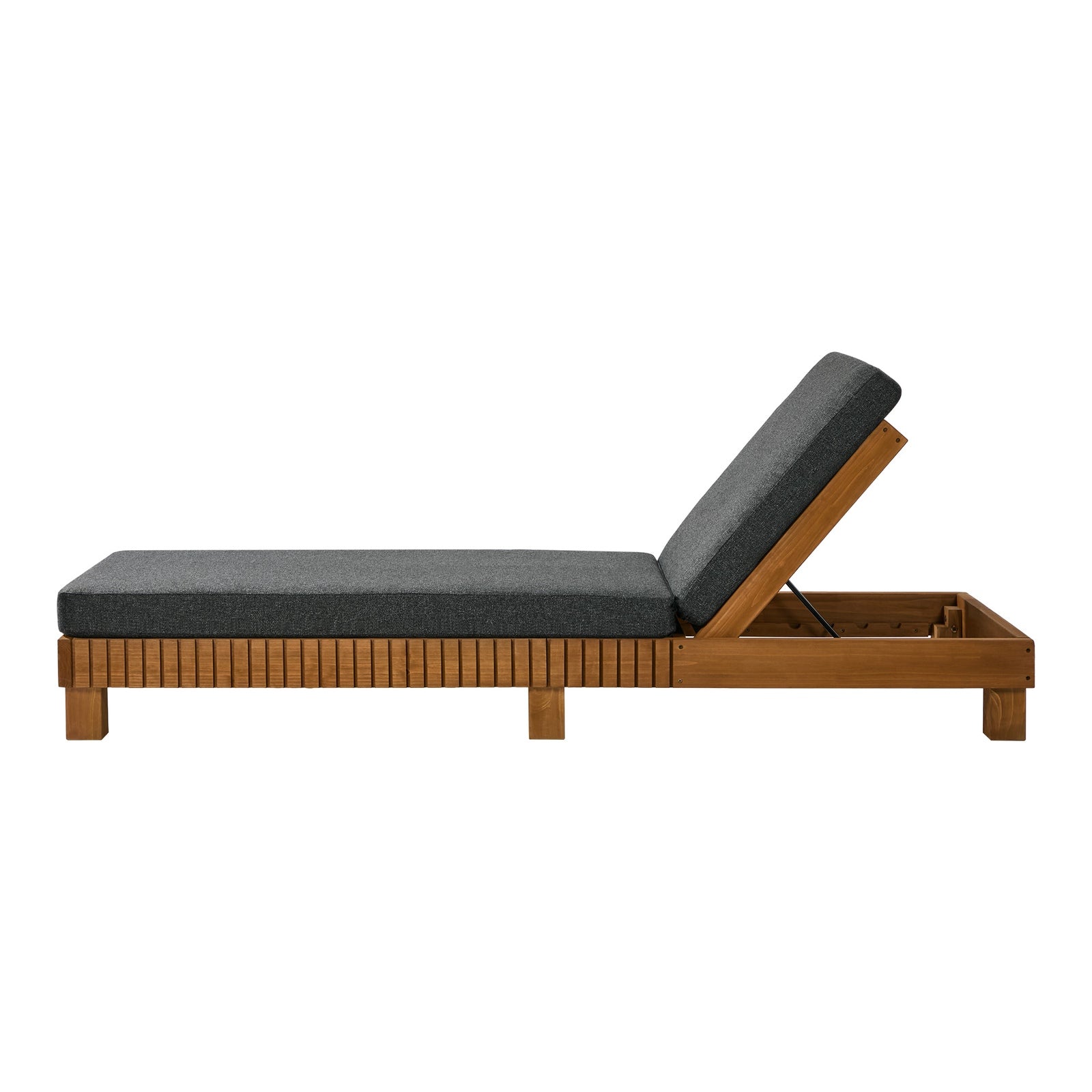 Livsip Outdoor Sun Lounge Wooden Lounger Day Bed Recliner Patio Furniture Grey