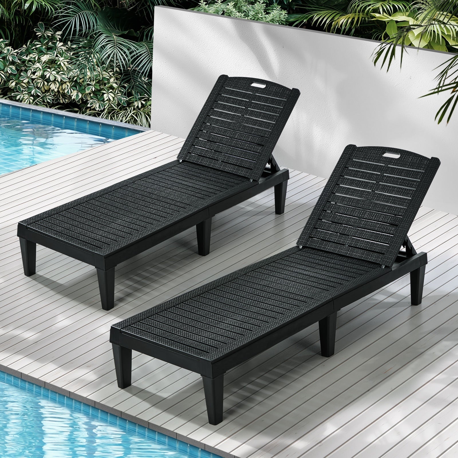 Livsip 2PCS Sun Lounge Outdoor Lounger Beach Chair Patio Garden Furniture