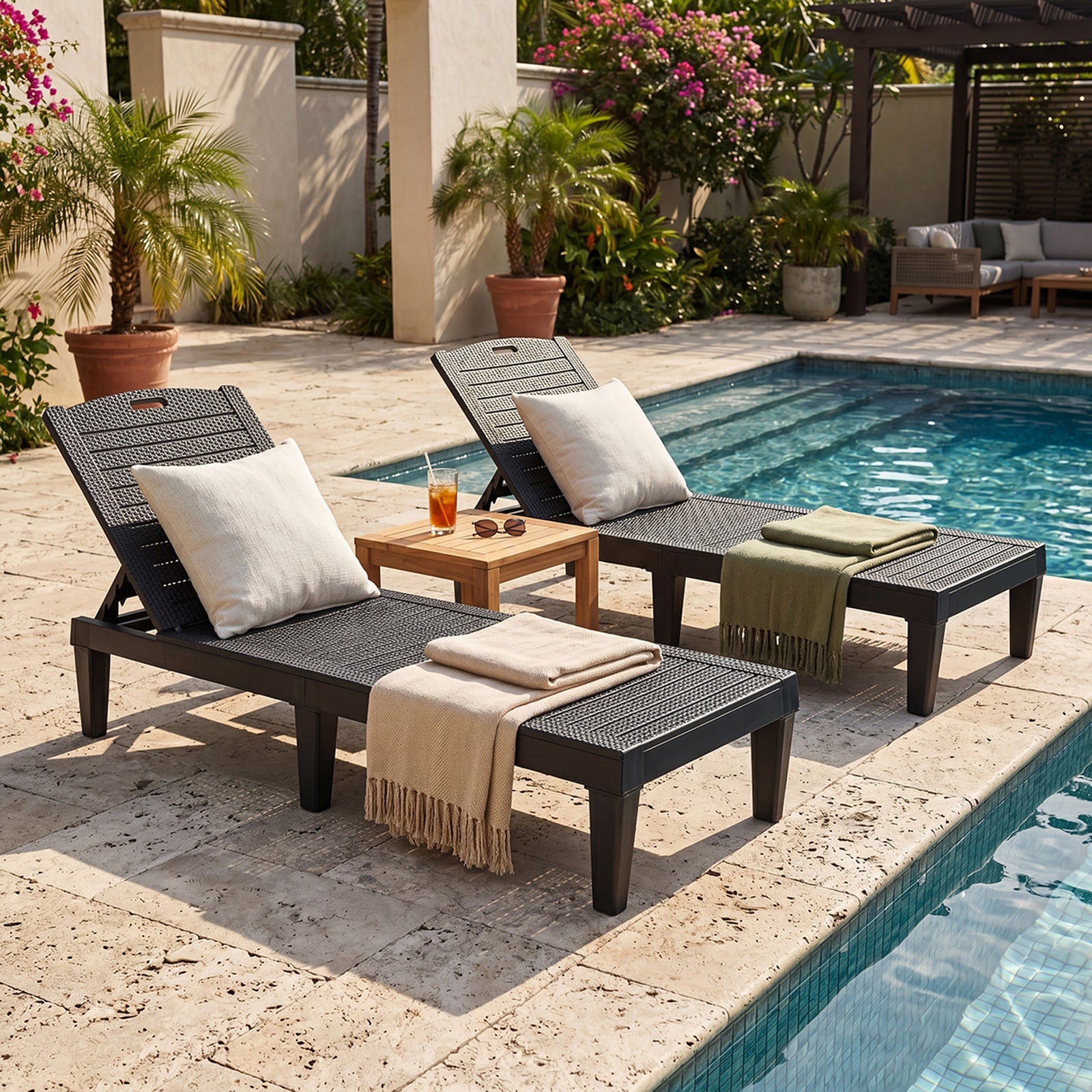 Livsip 2PCS Sun Lounge Outdoor Lounger Beach Chair Patio Garden Furniture