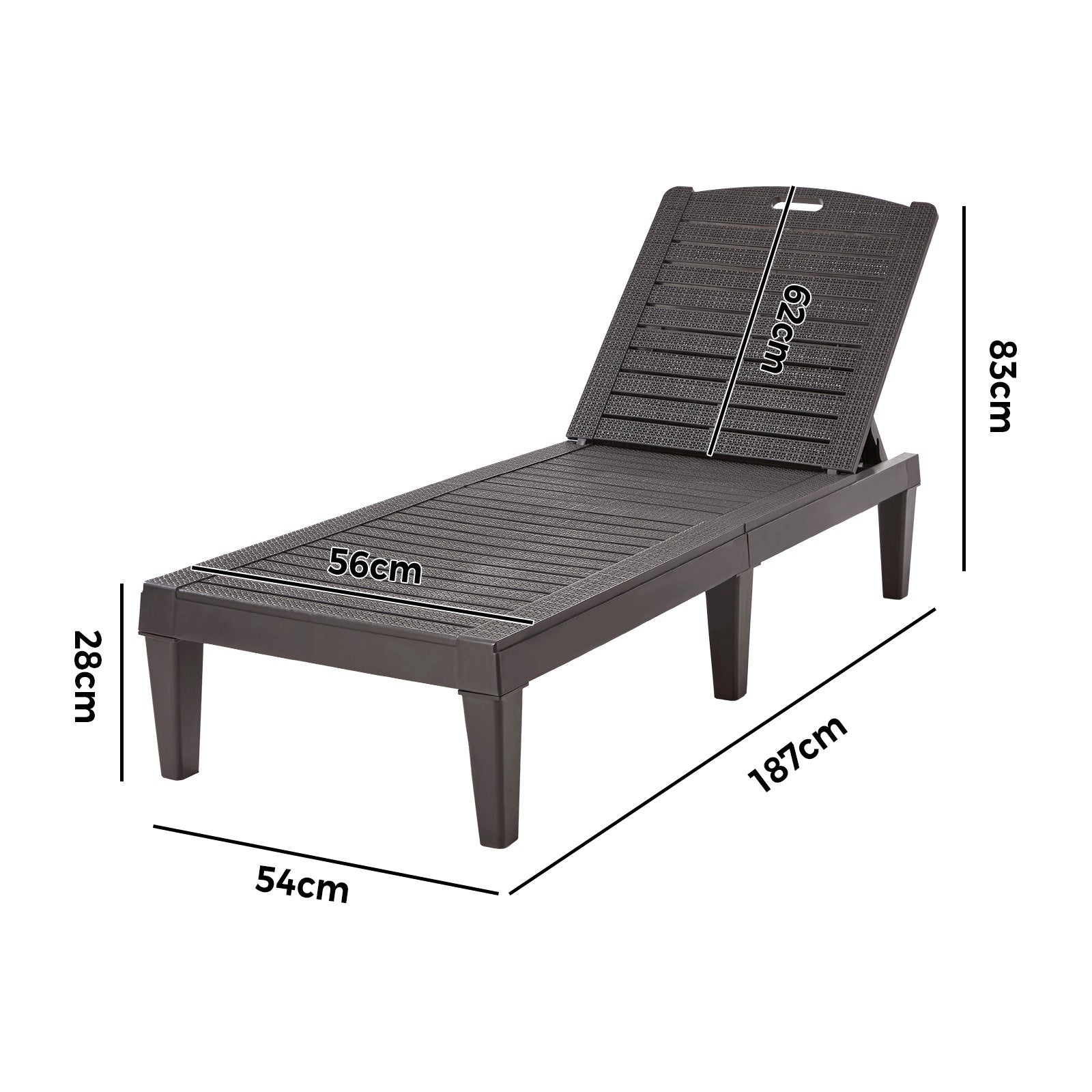 Livsip Sun Lounge Adjustable Outdoor Lounger Beach Chair Patio Furniture Brown