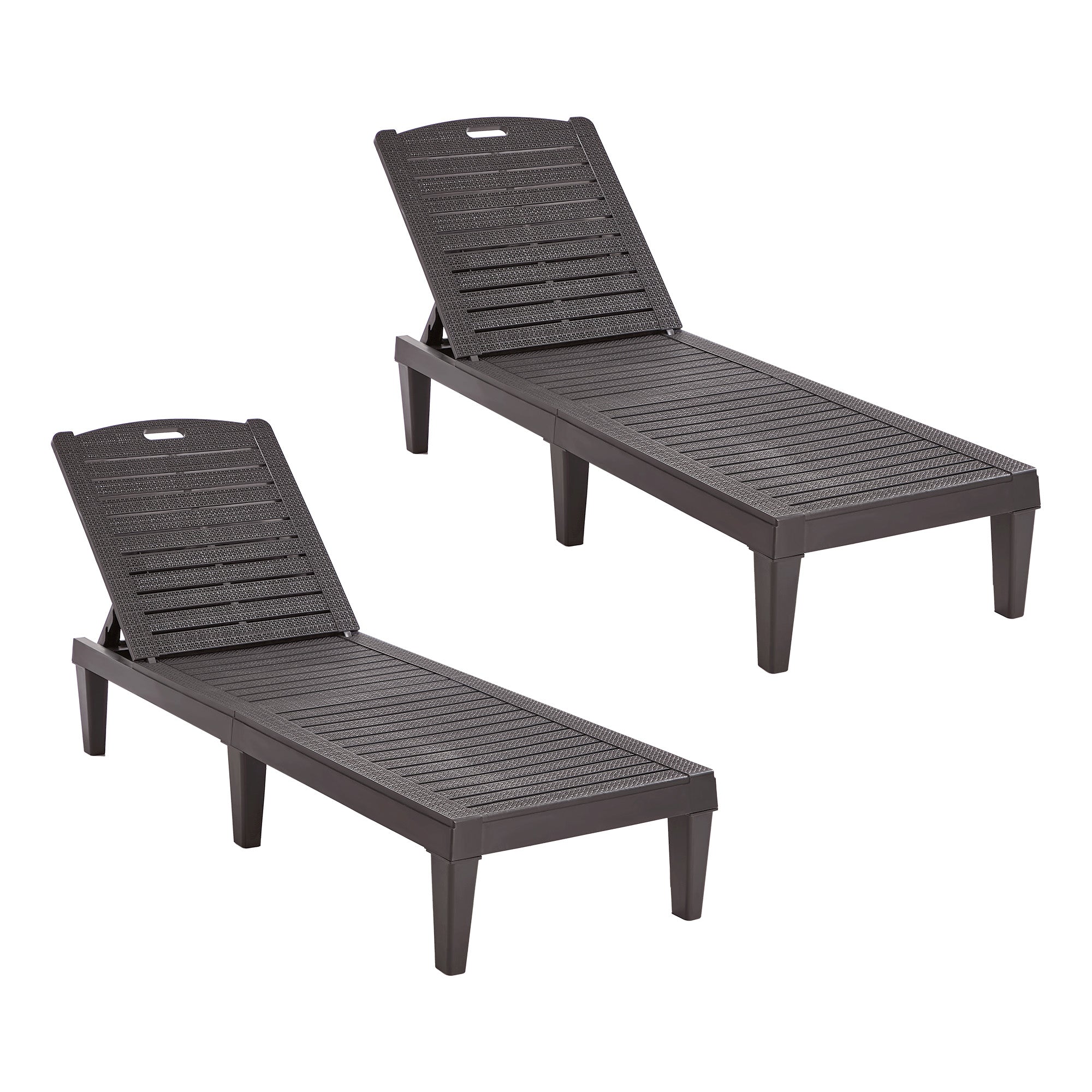 Livsip 2-Piece Sun Lounger Chaise Lounge Chairs Patio Outdoor Furniture Brown