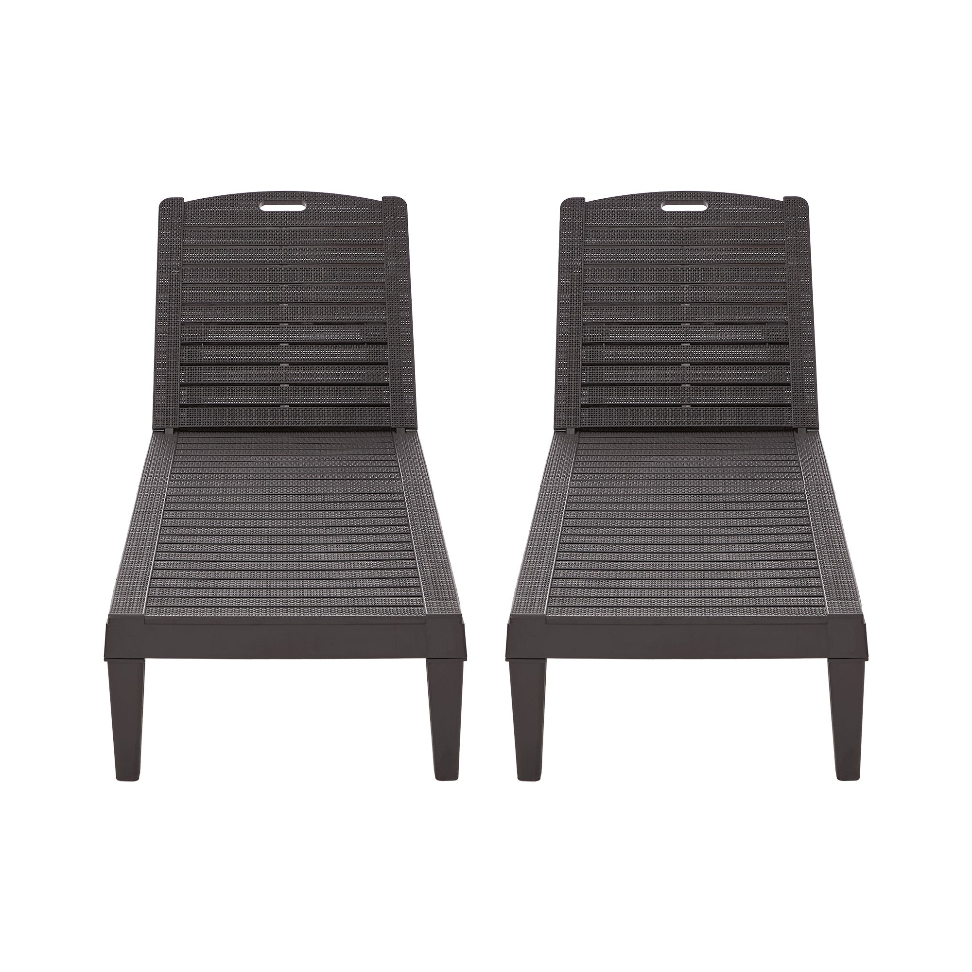 Livsip 2-Piece Sun Lounger Chaise Lounge Chairs Patio Outdoor Furniture Brown