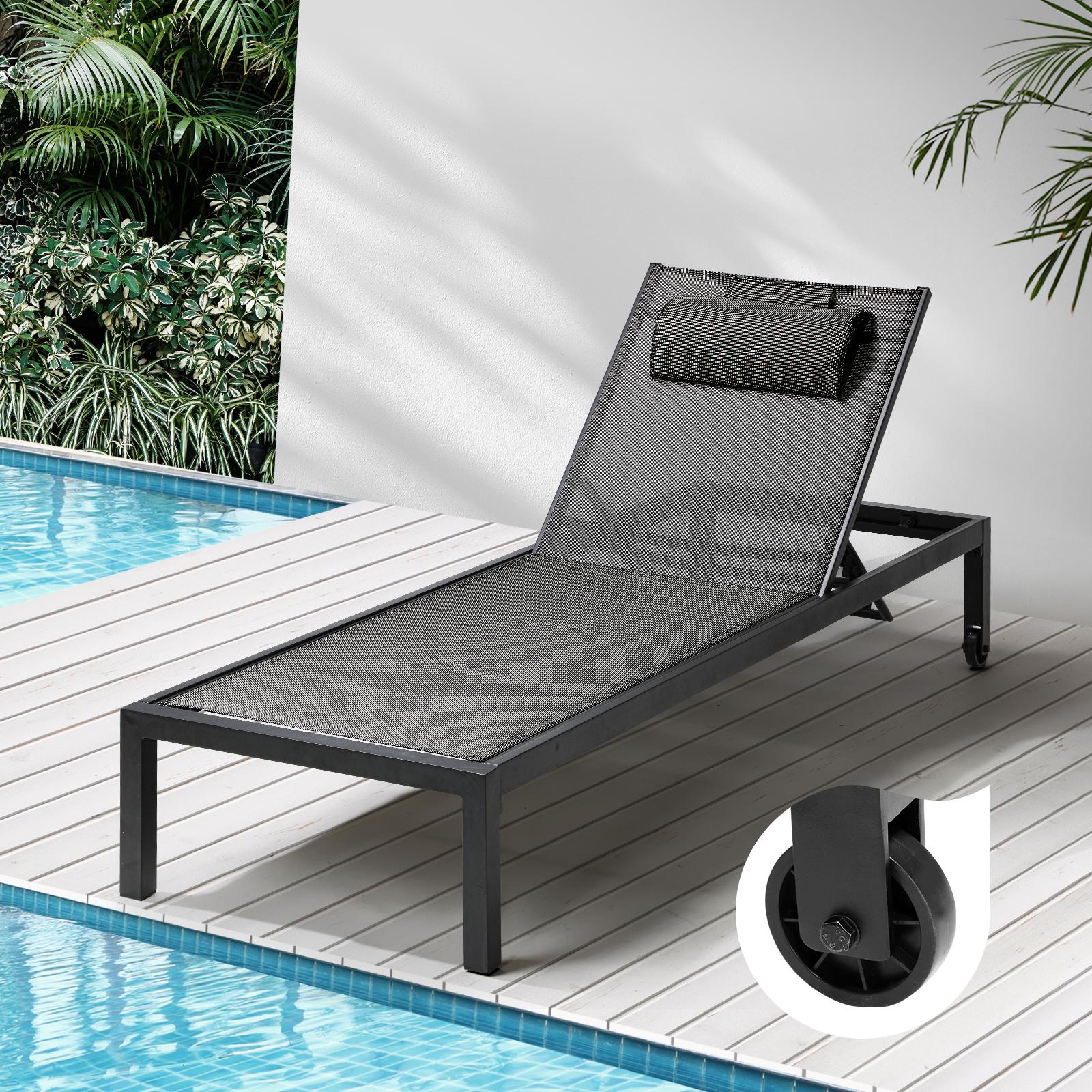 Livsip Sun Lounge Outdoor Lounger Chair Aluminium Day Bed Garden Patio Furniture - Sunyee
