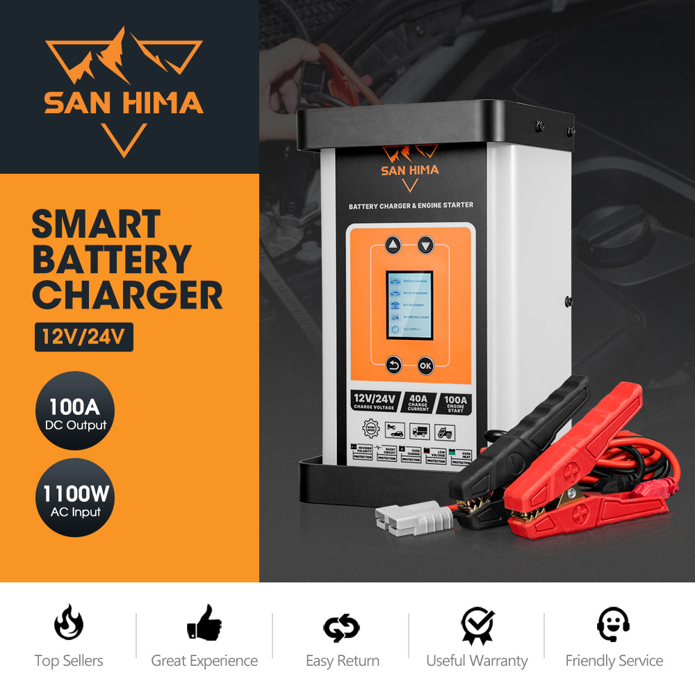 San Hima 40A Smart Battery Charger & Engine Starter For Lead Acid LiFePo4 AGM - Sunyee