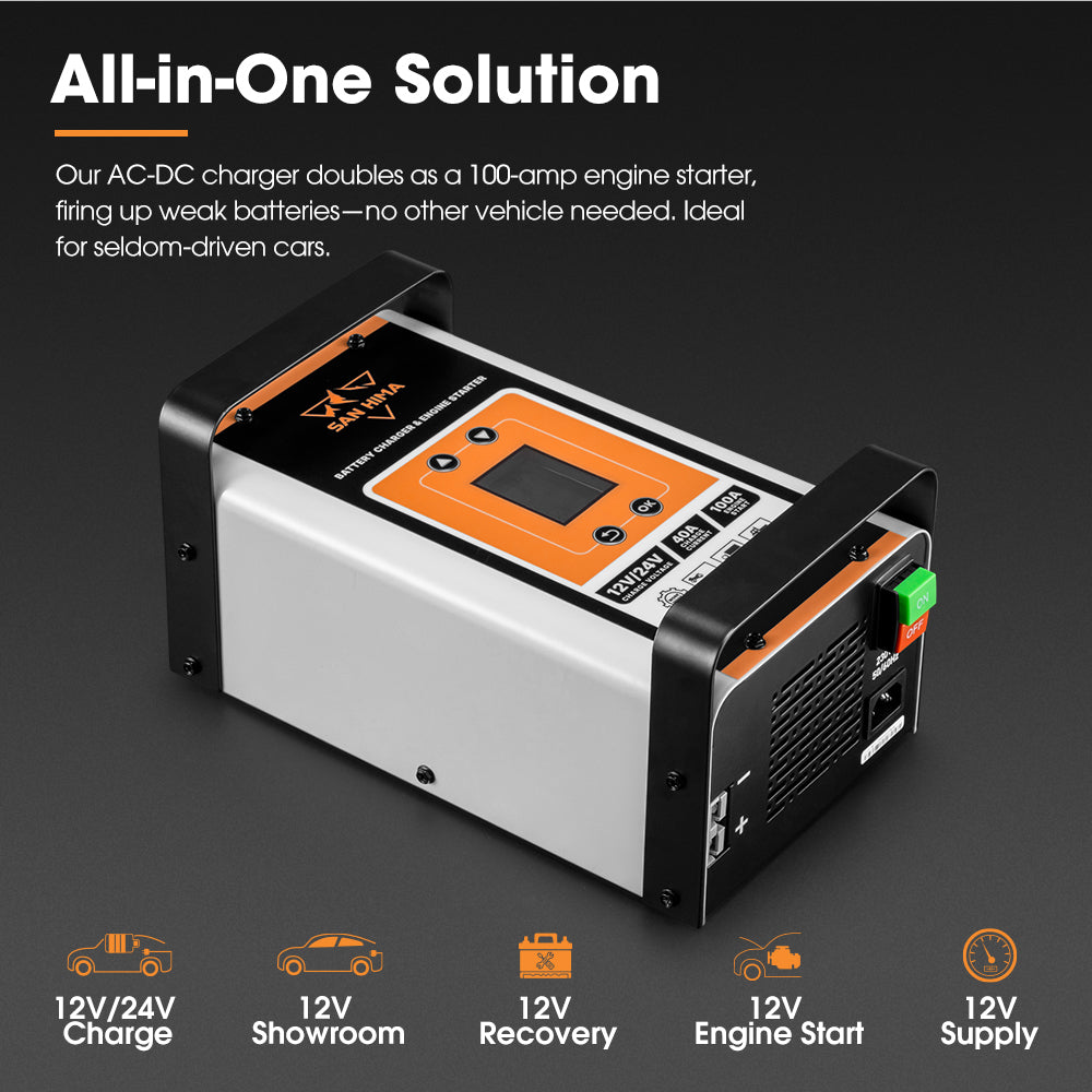 San Hima 40A Smart Battery Charger & Engine Starter For Lead Acid LiFePo4 AGM - Sunyee