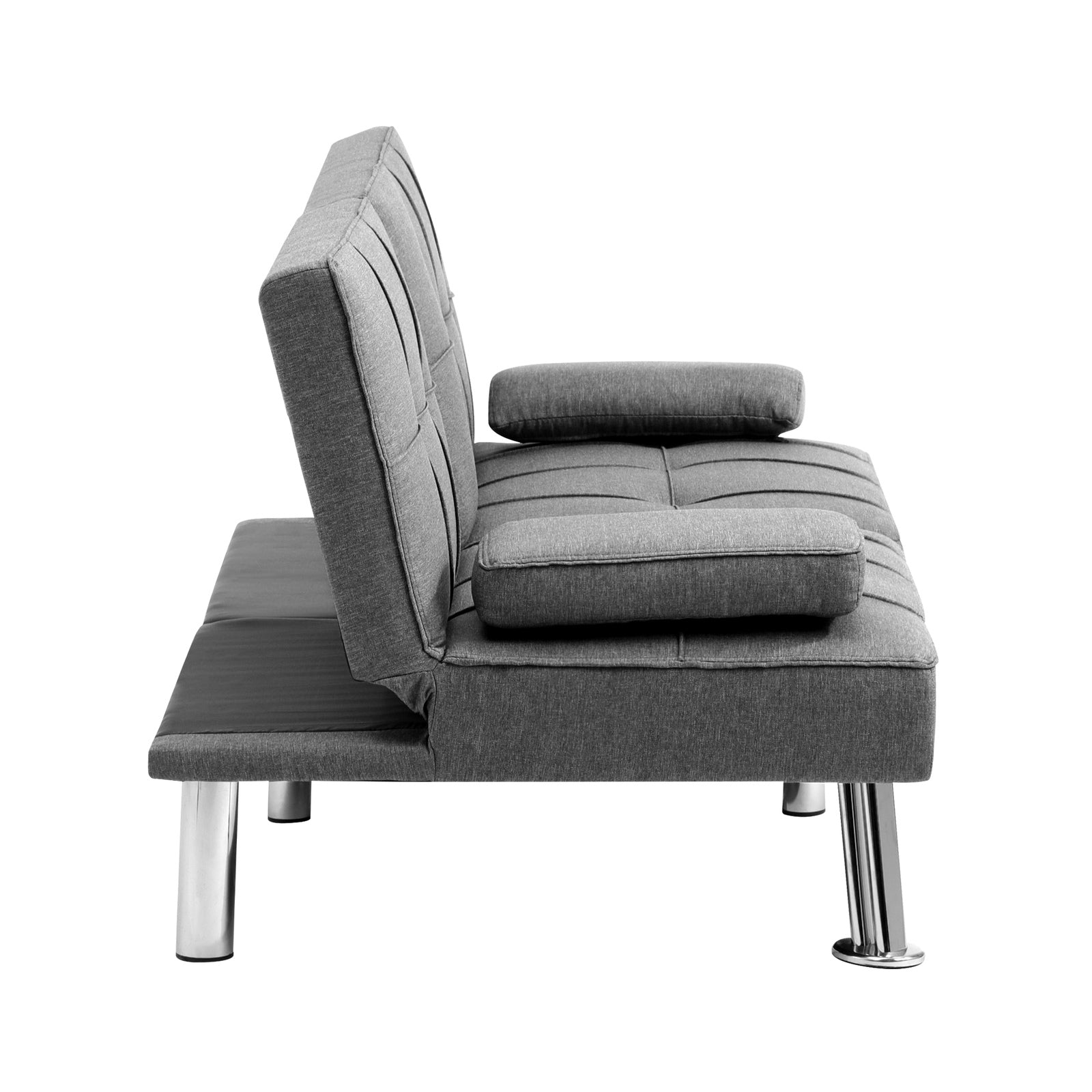 Oikiture Sofa Bed Lounge 3 Seater Futon Couch Beds Recliner Cup Holder Fabric - Sunyee