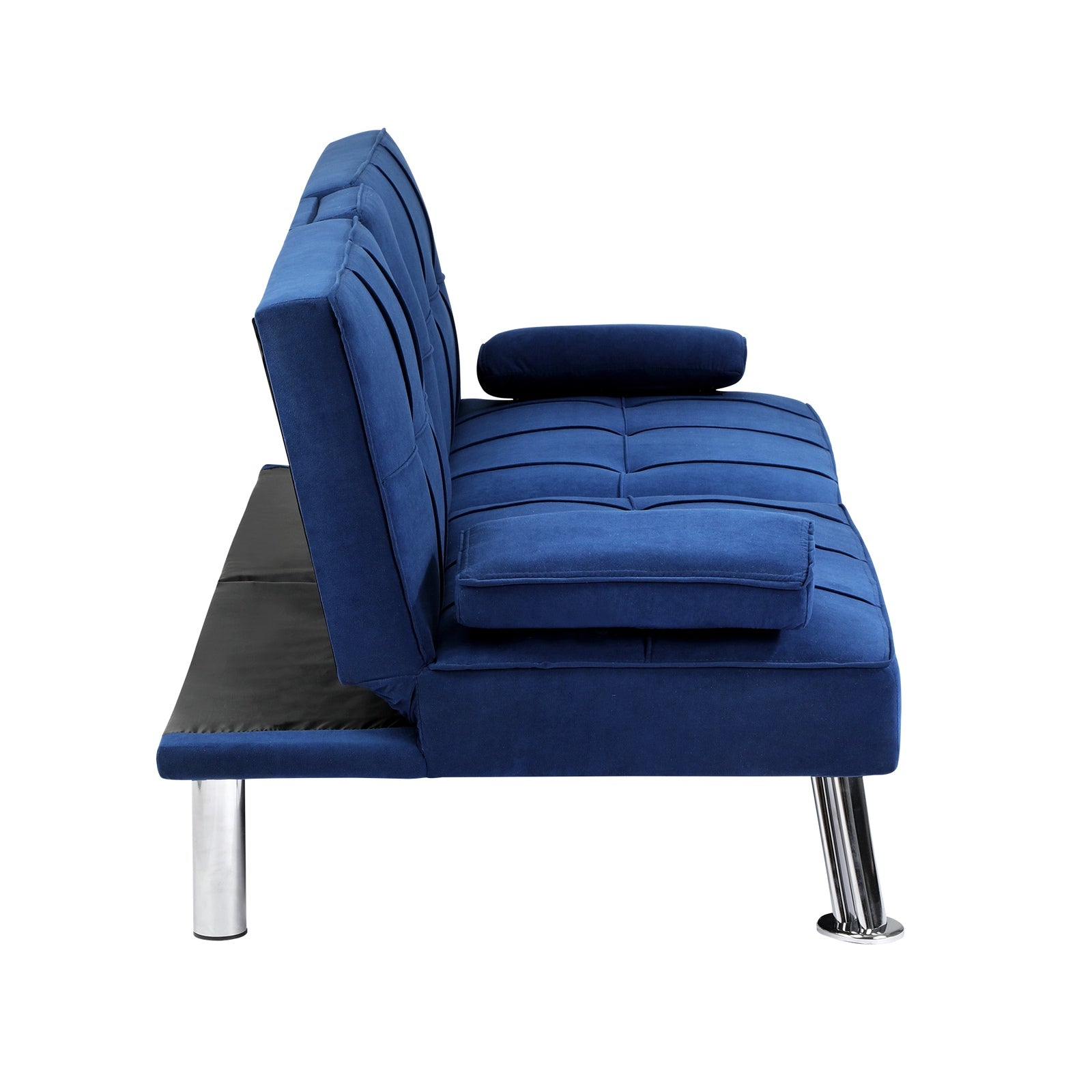 Oikiture Sofa Bed Lounge 3 Seater Couch Recliner Sofabeds Cup Holder Velvet Blue - Sunyee