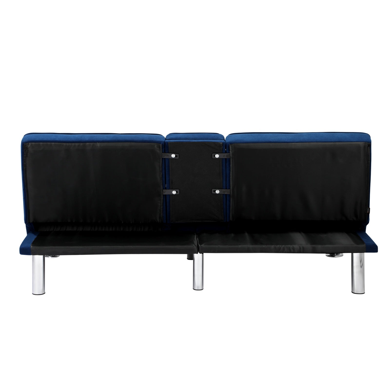 Oikiture Sofa Bed Lounge 3 Seater Couch Recliner Sofabeds Cup Holder Velvet Blue - Sunyee