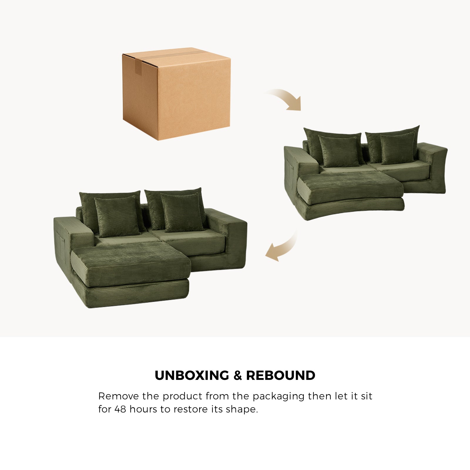 Oikiture Compressed Modular Sofa Multi-Layout Sectional Corduroy Lounge Set - Sunyee
