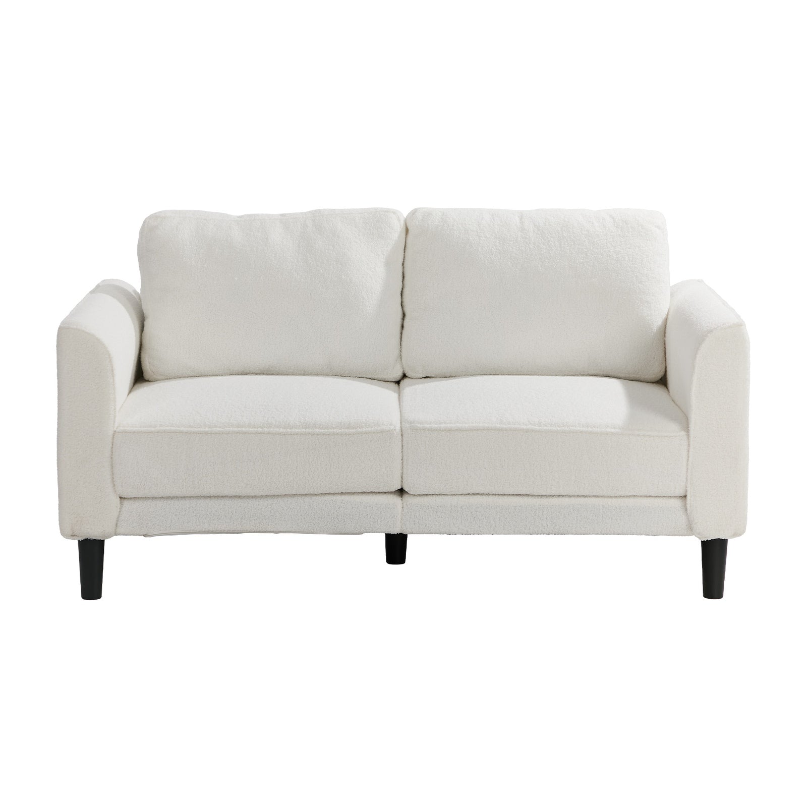 Oikiture 2 Seater Sofa 150cm Boucle Love Seat Small Couch Chair Storage White
