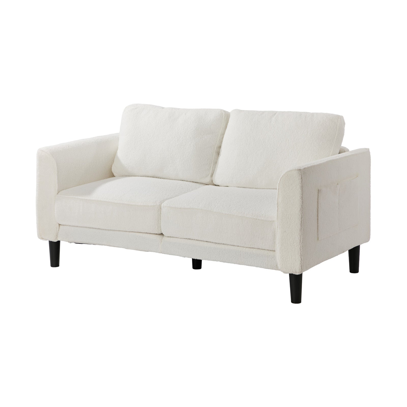 Oikiture 2 Seater Sofa 150cm Boucle Love Seat Small Couch Chair Storage White