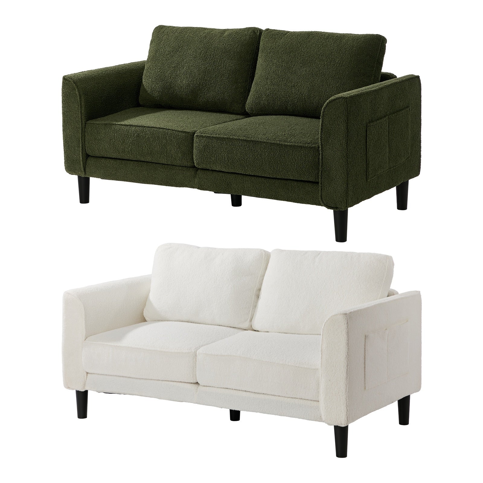 Oikiture 150cm 2 Seater Sofa Boucle Love Seat Small Couch Chair Side Storage